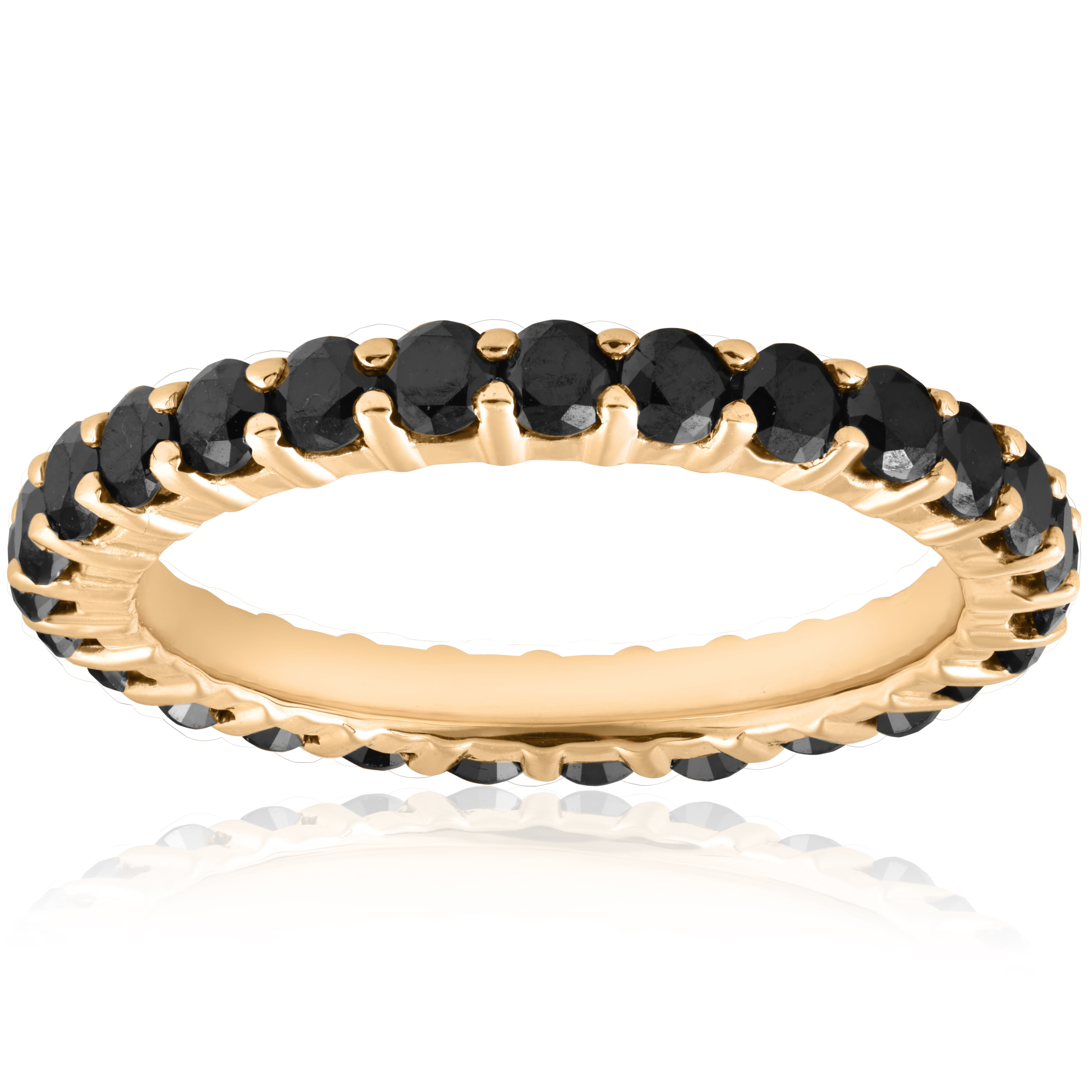 Pompeii 1 1/2ct Black Diamond Eternity Ring 14k Yellow Gold Womens ...