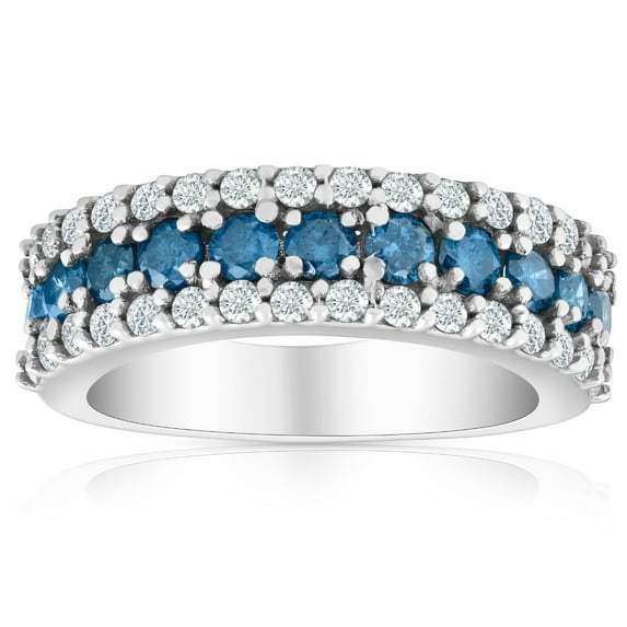 Pompeii 1 1/2ct Blue & White Diamond Wedding Anniversary Ring (G/H,I2)