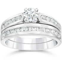 Pompeii 1 1/2ct Channel Set Diamond Engagement Ring Set 14K White Gold (G/H,I1-I2)