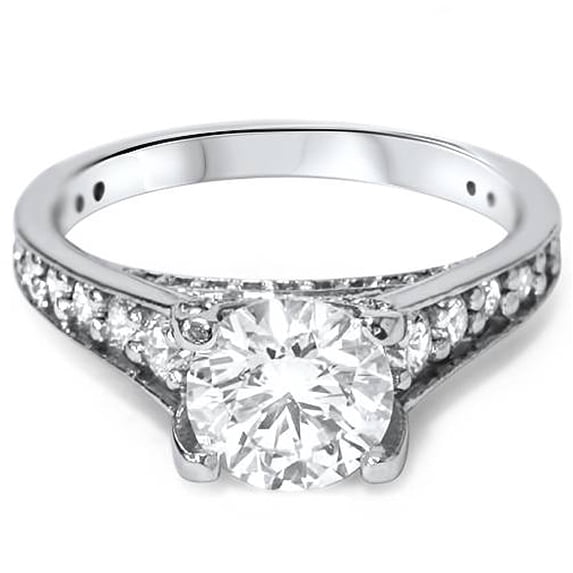 Pompeii3 1 1/2Ct Lab Grown Diamond Engagement Ring (1Ct Ctr) 14K White Gold Solitaire