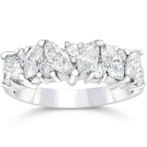Pompeii 1 1/2ct Fancy Marquise Diamond Wedding Ring Womens Stackable Band 14k White Gold