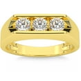 thumbnail image 1 of Pompeii 1 1/2ct Lab Grown Diamond Three Stone Mens Wedding Ring 10K Yellow Gold, 1 of 5