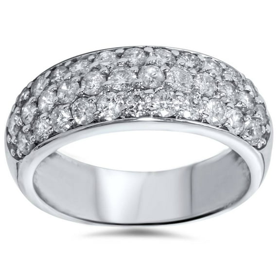 Pompeii 1 1/2ct Pave Diamond Wedding Anniversary 10K White Gold Womens Wide Band (G/H,I1)