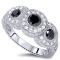 thumbnail image 1 of Pompeii3  1 1/2Ct Vintage Black Diamond 3-Stone Ring 14k White Gold (G/H,I1-I2), 1 of 6