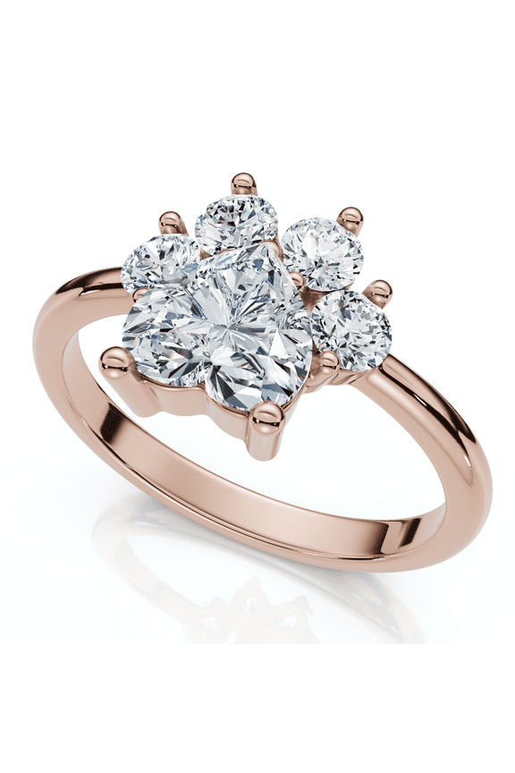 Pompeii 1 1/3Ct Cat Paw Shape Diamond Ring 14k Gold Lab Grown (F/G,VS1-VS2)