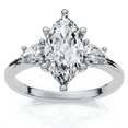 thumbnail image 1 of Pompeii 1 1/3Ct Marquise & Pear Shape Diamond 3 Stone Engagement Ring 14k Gold Lab Grown, 1 of 6