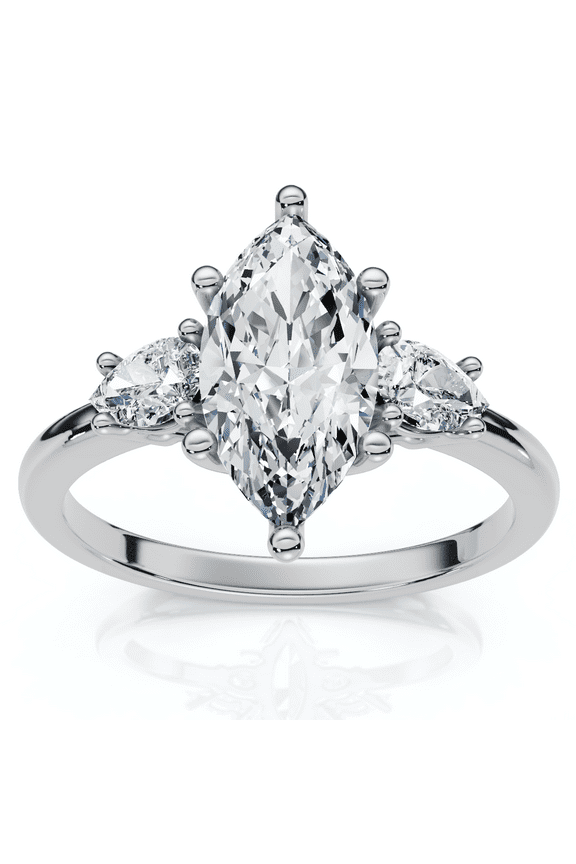 Pompeii 1 1/3Ct Marquise & Pear Shape Diamond 3 Stone Engagement Ring 14k Gold Lab Grown