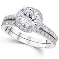 thumbnail image 1 of Pompeii 1 1/3ct Round Diamond Halo Engagement Ring Set 14K White Gold Lab Grown (FG,VS), 1 of 2