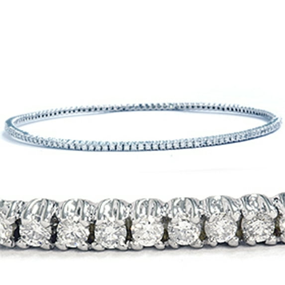 Pompeii 1 1/4 Ct Certified Round Cut Diamond Lab Grown Bangle Bracelet 14k White Gold