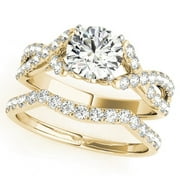Pompeii 1 1/4 Ct Diamond Engagement Ring Wedding Band Set 14k Yellow Gold (H/I,I1-I2)