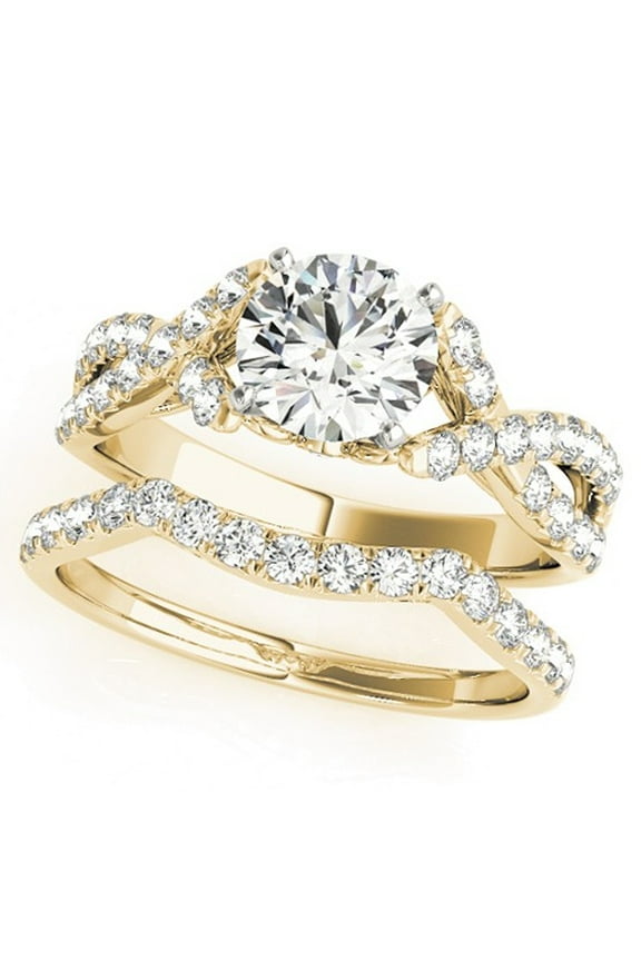 Pompeii 1 1/4 Ct Diamond Engagement Ring Wedding Band Set 14k Yellow Gold (H/I,I1-I2)