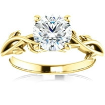 Pompeii 1 1/4 ct Solitaire Moissanite Vine Engagement Ring 14k Yellow Gold (H/I,VVS1)