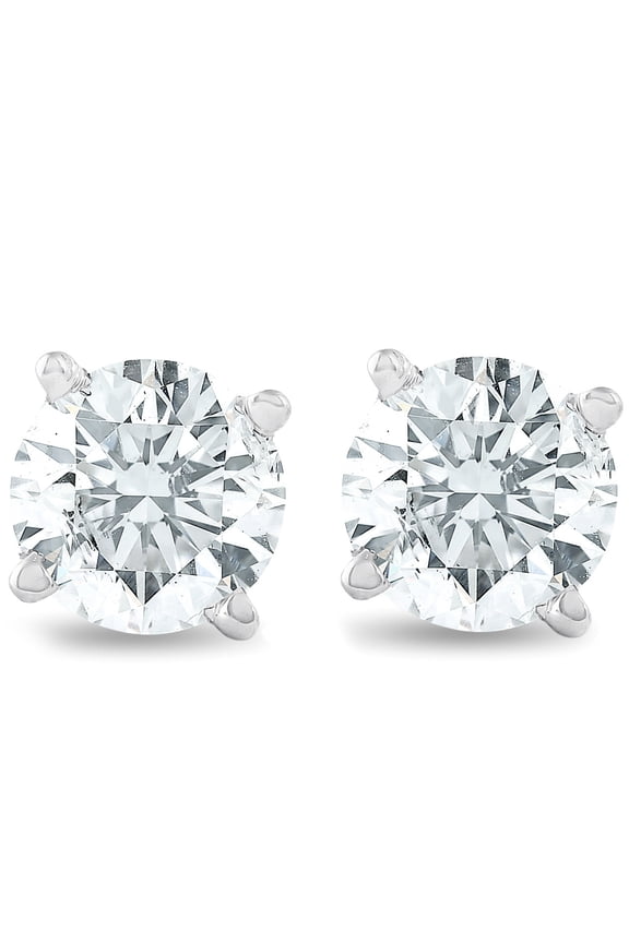 Pompeii 1 1/4 cttw Diamond Studs 14K White Gold IGI Certified Earrings (KL,I2-I3)