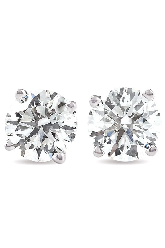 Pompeii 1 1/4CT Round Brilliant Cut Natural Diamond Stud Earrings In 14K White Gold