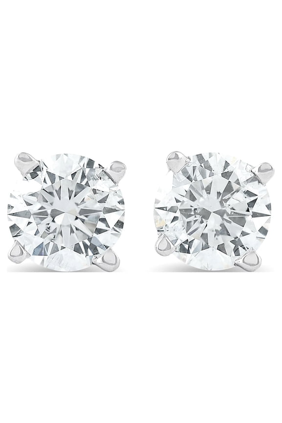 Pompeii 1 1/4CT Round Brilliant Cut Natural Diamond Stud Earrings In 14K White Gold