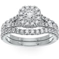 thumbnail image 1 of Pompeii 1 1/4Ct Cushion Halo Diamond Engagement Wedding Ring Set in White or Yellow Gold, 1 of 6
