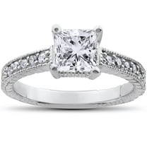 Pompeii 1 1/4Ct Princess Cut Diamond Engagement Ring 14k White Gold Lab Grown (FG,VS)