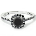 thumbnail image 1 of Pompeii 1 1/4ct Cushion Halo Black Diamond Engagement Ring 14K White Gold (Black,I2-I3), 1 of 3