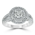 thumbnail image 1 of Pompeii 1 1/4ct Pave Double Halo Engagement Ring 14K White Gold Round Solitaire Cut, 1 of 4