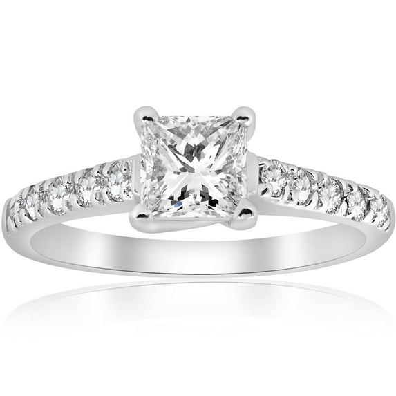 Pompeii 1 1/4ct Princess Cut Diamond Engagement Ring 14k White Gold Lab Grown (FG,VS)