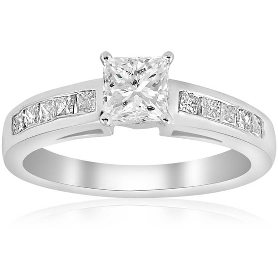 Pompeii 1 1/4ct Princess Cut Diamond Engagement Ring 3/4ct ctr 14K White Gold (G/H,I1)