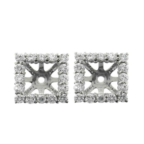 Pompeii 1 1/4ct Princess Cut Diamond Halo Earring Jackets 14K White Gold (up to 6mm)