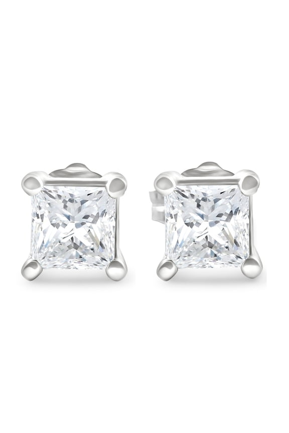 Pompeii 1 1/4ct Princess Cut Lab Grown Diamond Studs 14K White Gold (FG,VS)