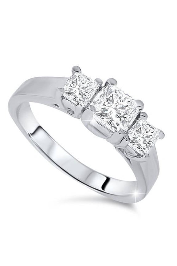 Pompeii 1 1/4ct Three Stone Diamond Ring 14K White Gold (H/I,I1)