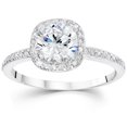 thumbnail image 1 of Pompeii 1 1/5ct  Diamond Cushion Halo Engagement Ring 14K White Gold (G-H,I1-I2), 1 of 4