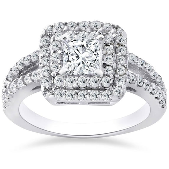 Pompeii 1 1/5ct Pave Double Halo Ring 14K White Gold (H/I,I1)