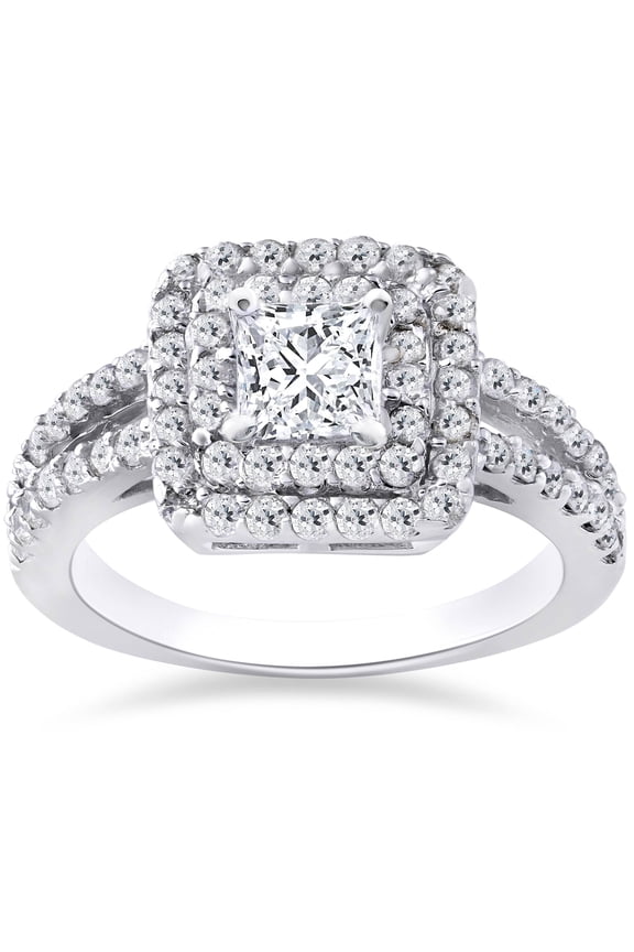 Pompeii 1 1/5ct Pave Double Halo Ring 14K White Gold (H/I,I1)