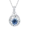 thumbnail image 1 of Pompeii 1 1/6Ct Aquamarine & Diamond Round Halo Pendant 10k White Gold Women's Necklace, 1 of 4