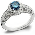 thumbnail image 1 of Pompeii 1 1/6Ct Blue Diamond Halo Engagement Ring in White Gold Lab Grown (H,I2), 1 of 2