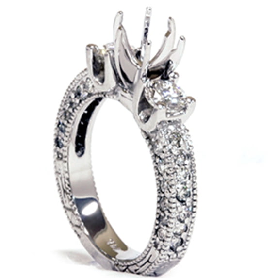 Pompeii 1 1/8ct Vintage Accent Diamond Ring 14K White Gold (G/H,VS)