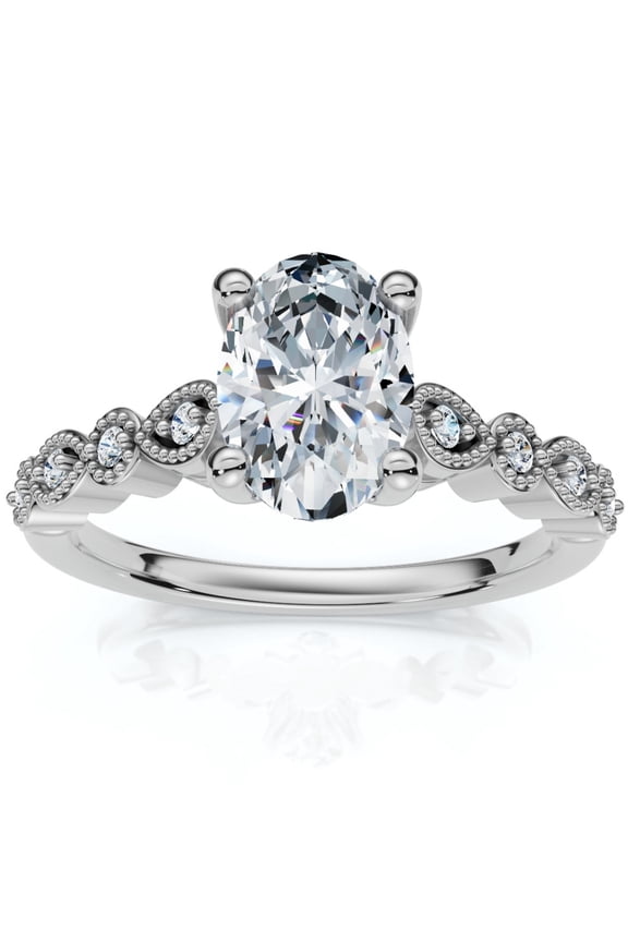 Pompeii 1.10 - 6.10Ct Oval Diamond Engagement Ring 14k Gold Lab Grown (G/H,VS2-SI1)