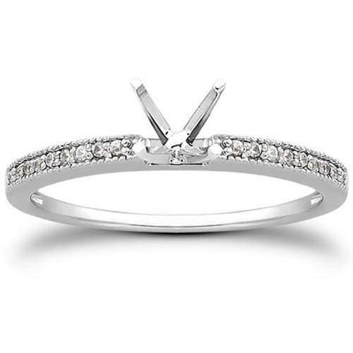 Pompeii 1/10 Ct Diamond Engagement Semi Mount Ring 14K White Gold (G/H,I2)