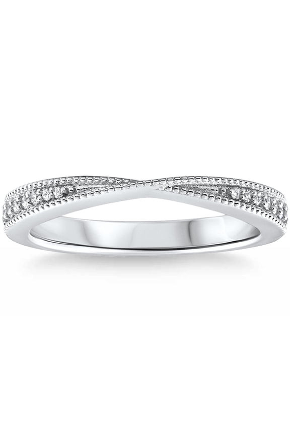 Pompeii 1/10Ct Diamond Wedding Contour Anniversary Ring in 14k Gold Lab Grown