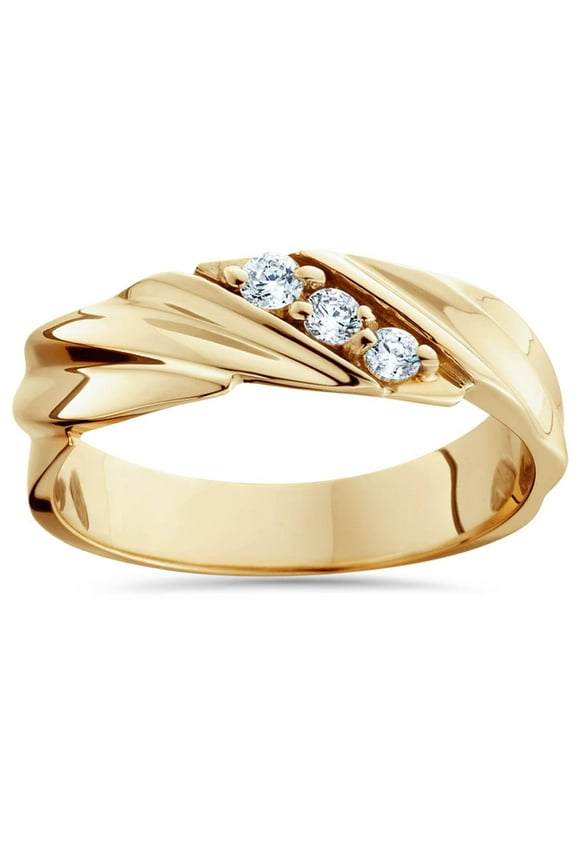 Pompeii 1/10ct Diamond 14K Yellow Gold Mens Wedding Ring (H/I,I2)