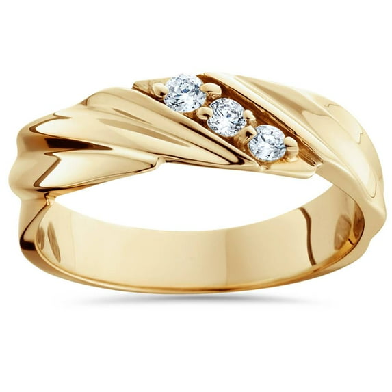 Pompeii 1/10ct Diamond 14K Yellow Gold Mens Wedding Ring (H/I,I2)