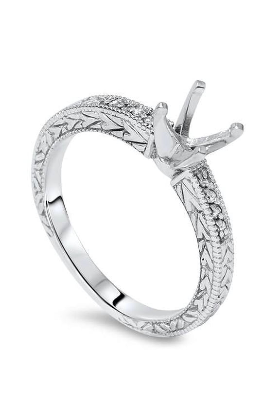 Pompeii 1/10ct Vintage Diamond Ring Setting 14K White Gold (H/I,I2-I3)