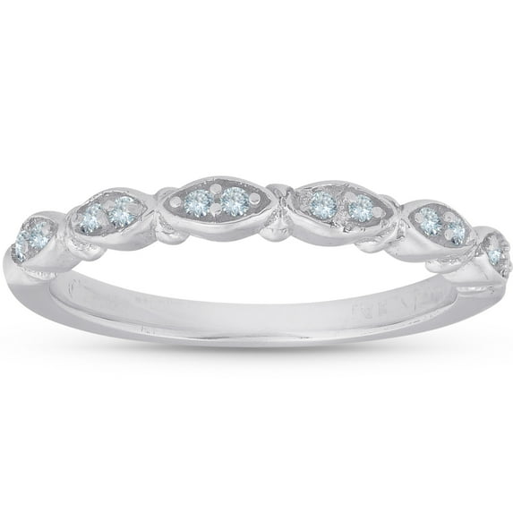 Pompeii 1/10ct Vintage Diamond Wedding Ring Womens Marquise Shape Stackable 14k
