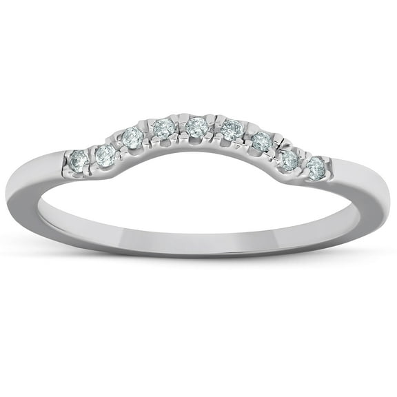 Pompeii 1/15ct Curved Contour Notched Diamond Wedding Ring 14K White Gold (G/H,I1)