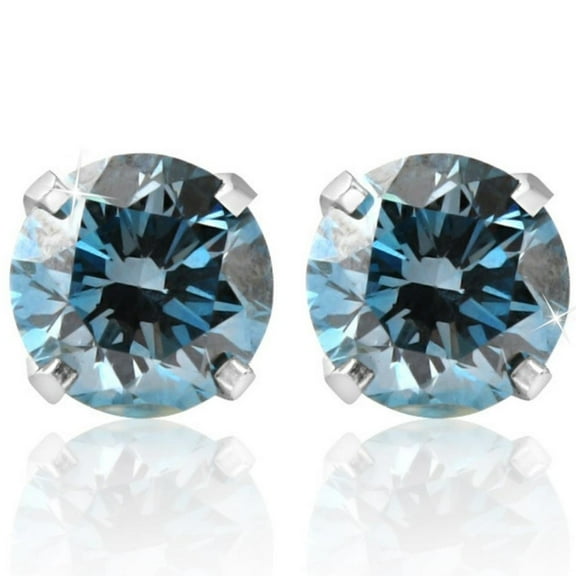 Pompeii 1/2 - 4 Ct Blue Diamond Studs in 14k Gold Lab Grown (Blue,VS2-SI1)