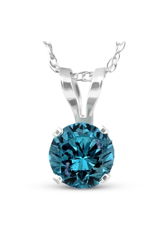 Pompeii 1/2 Carat Blue Diamond Solitaire Pendant 14K White Gold (blue,I3)