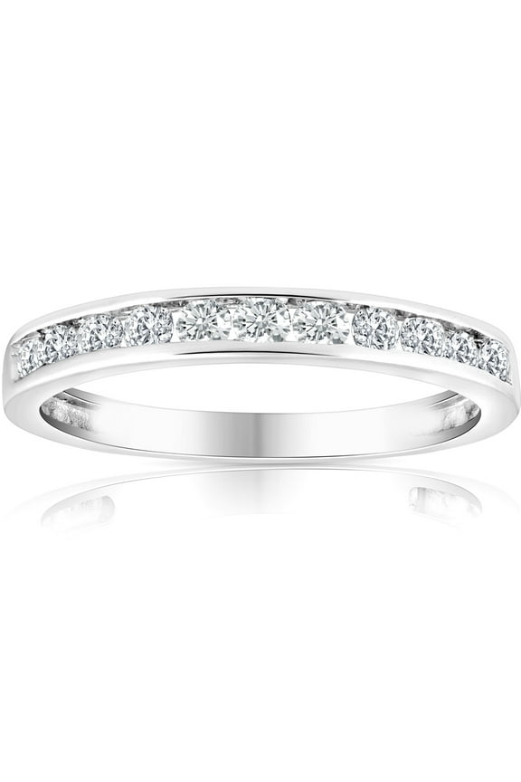 Pompeii 1/2 Ct Diamond Channel Set Wedding Ring 10k White Gold (K-L,I2-I3)