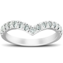 Pompeii 1/2 Ct Diamond Curved V Shape Contour Ring Womens Wedding Band 14k White Gold