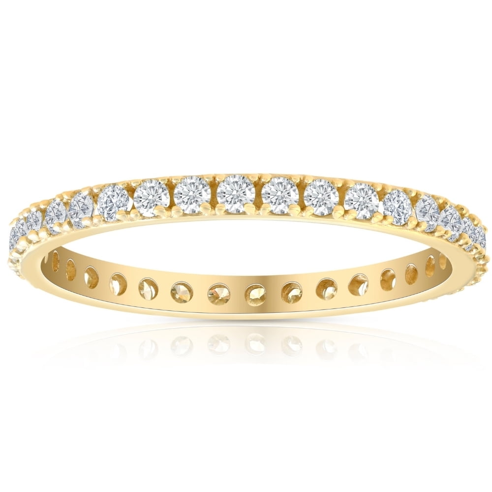 Pompeii 1/2 Ct Diamond Eternity Ring 10k Yellow Gold Womens Stackable ...