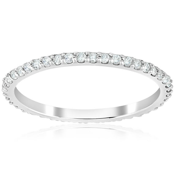Pompeii 1/2 Ct Diamond Eternity Wedding Stackable Ring 14K White Gold 1.7mm Wide (H/I,I2)