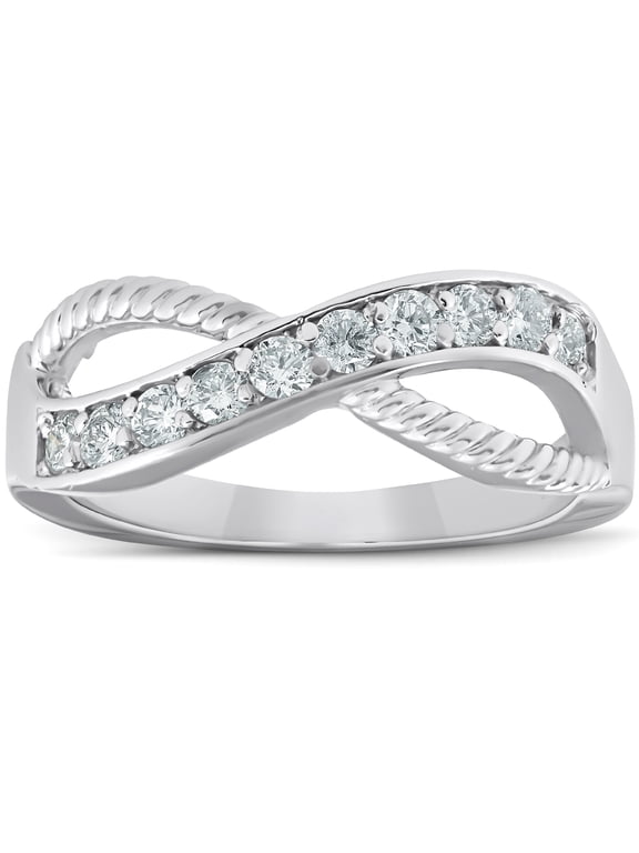Pompeii 1/2 Ct Diamond Infinity Braided Anniversary Right Hand Ring 10k Whie Gold