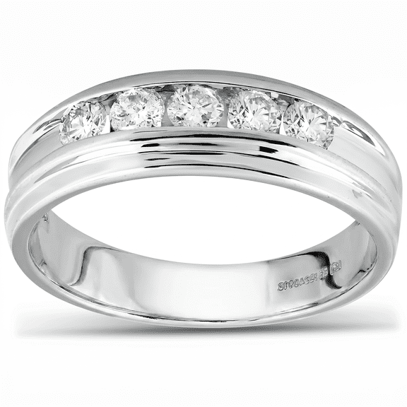 Pompeii 1/2 Ct Diamond Mens Wedding Ring 10k White Gold (H,I1-I2)